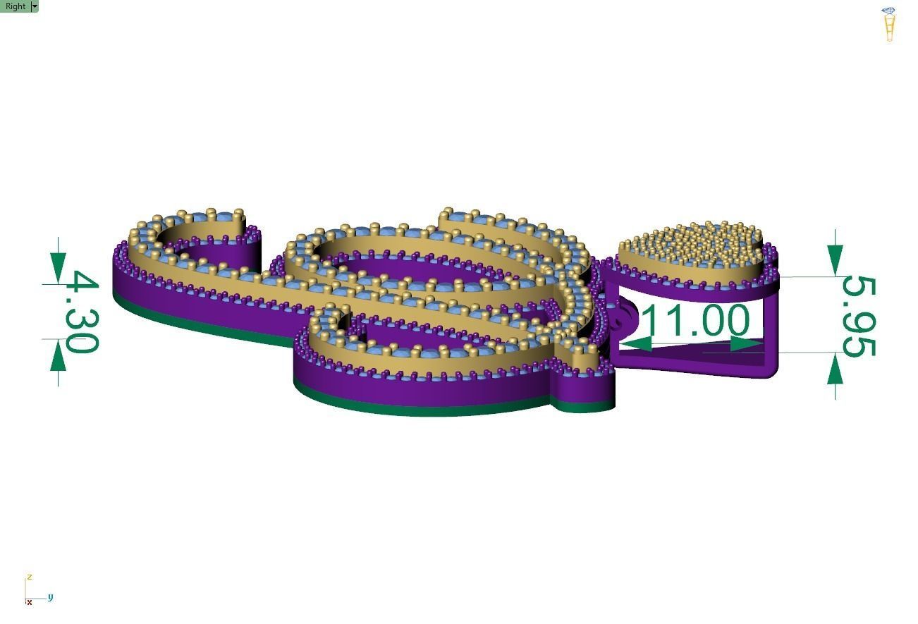 Custom Cursive Initial P Letter Diamond Pendant A to Z Alphabet 3D print model_7