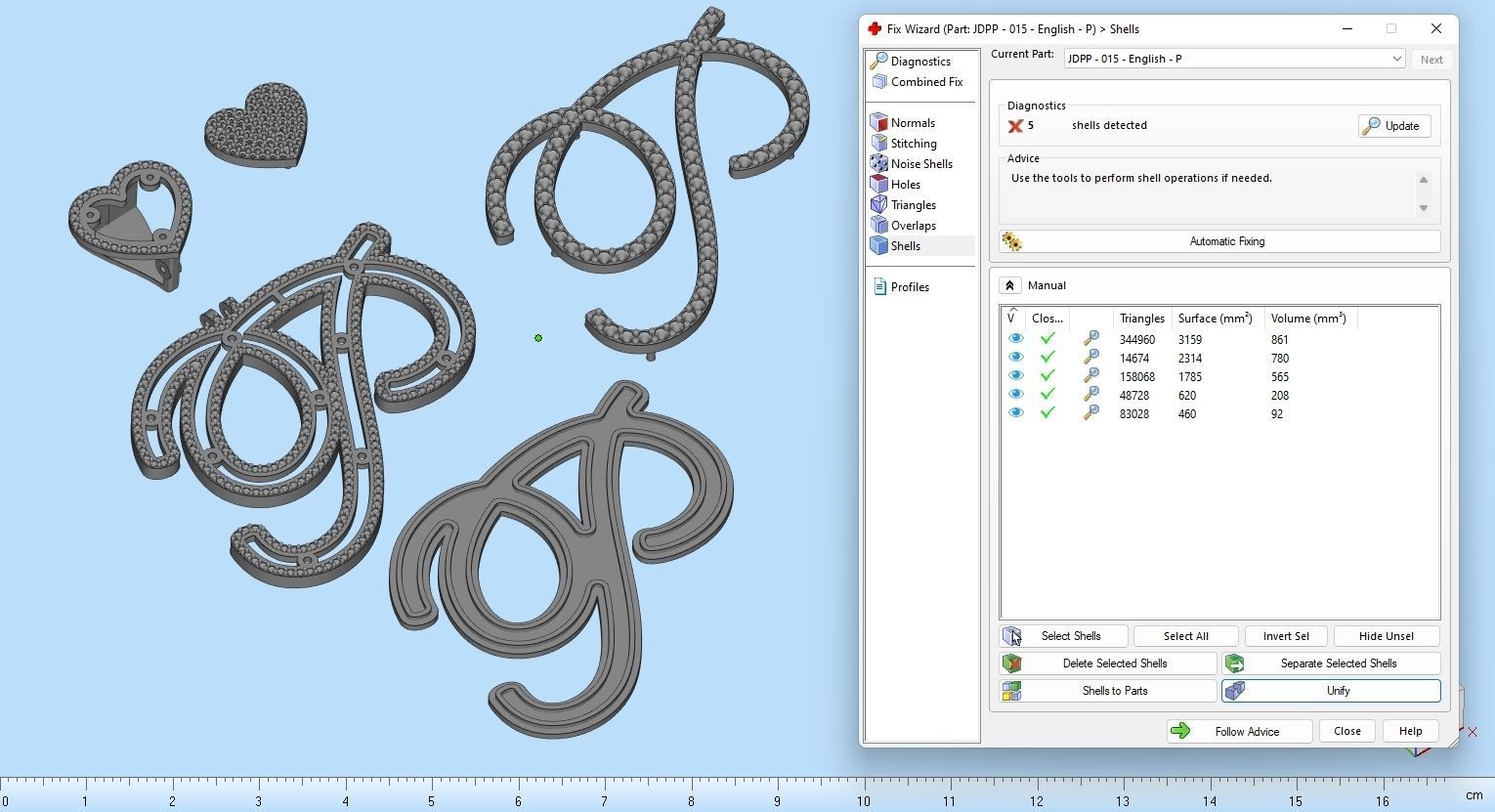 Custom Cursive Initial P Letter Diamond Pendant A to Z Alphabet 3D print model_18