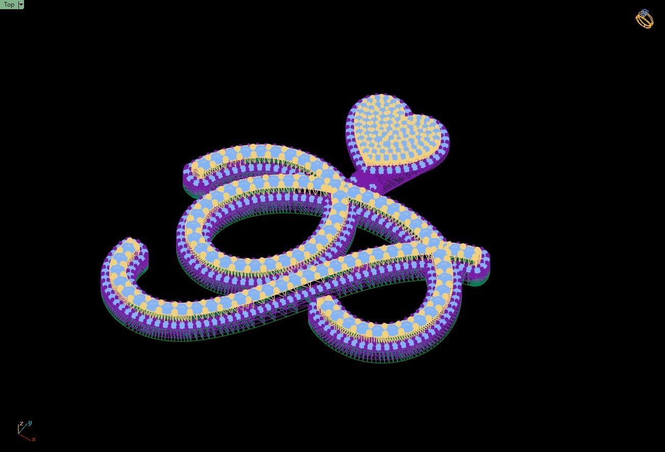 Custom Cursive Initial P Letter Diamond Pendant A to Z Alphabet 3D print model_15