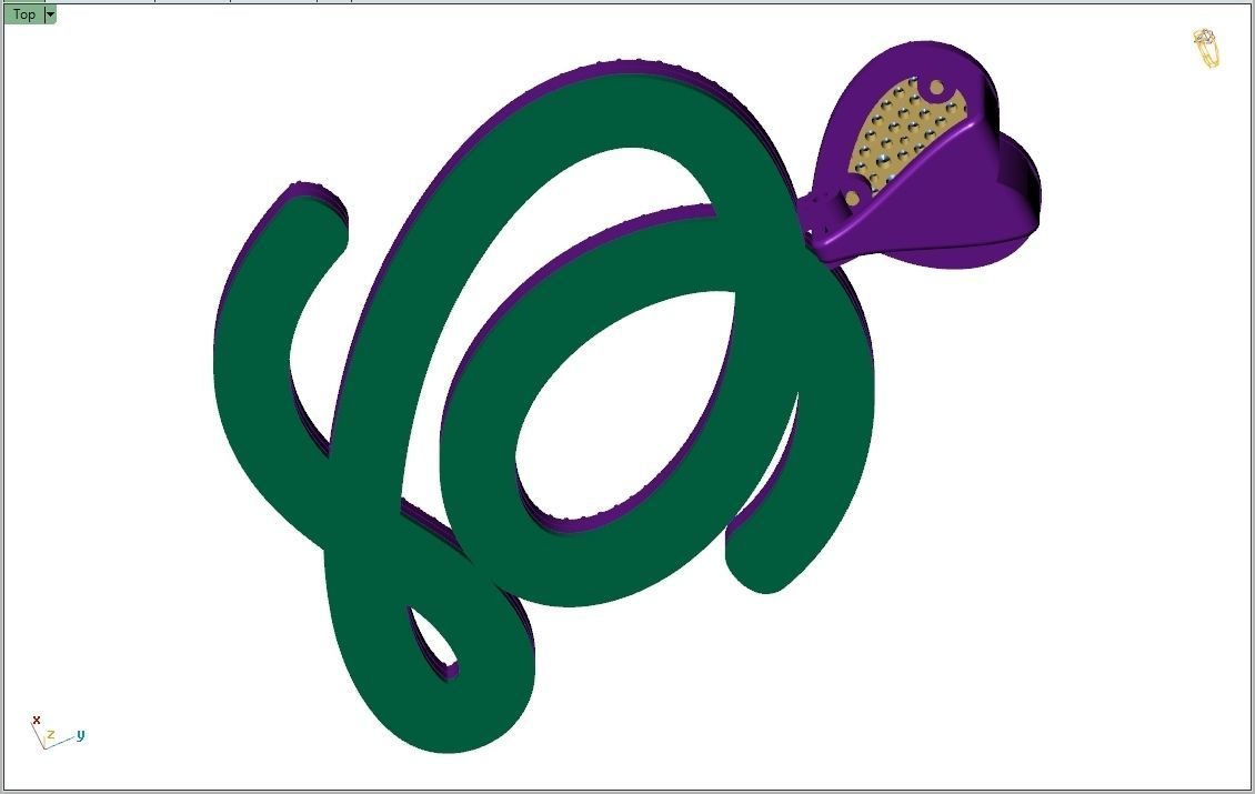 Custom Cursive Initial Q Letter Diamond Pendant A to Z Alphabet 3D print model_10