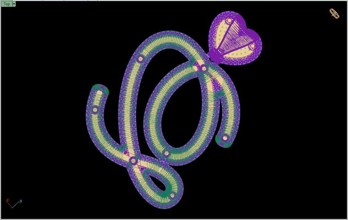 Custom Cursive Initial Q Letter Diamond Pendant A to Z Alphabet 3D print model_18