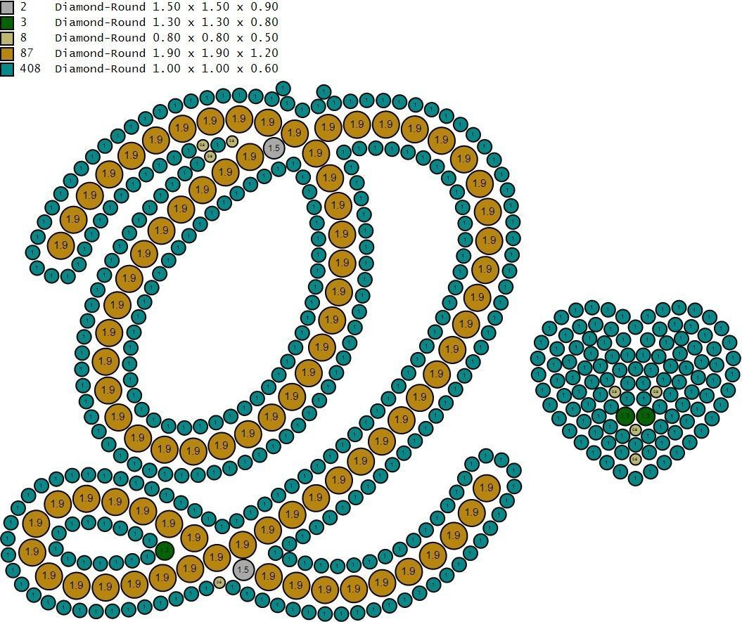 Custom Cursive Initial Q Letter Diamond Pendant A to Z Alphabet 3D print model_19