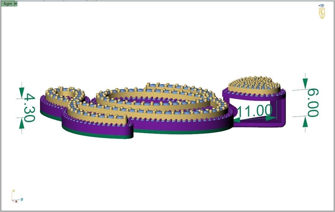 Custom Cursive Initial Q Letter Diamond Pendant A to Z Alphabet 3D print model_7