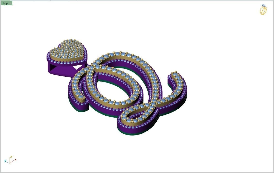 Custom Cursive Initial Q Letter Diamond Pendant A to Z Alphabet 3D print model_8