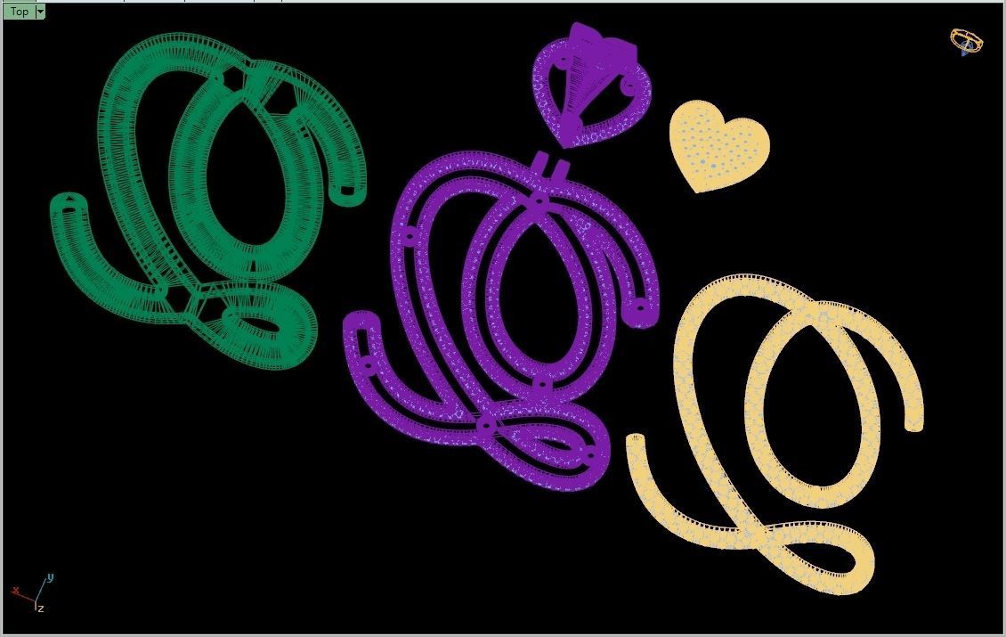 Custom Cursive Initial Q Letter Diamond Pendant A to Z Alphabet 3D print model_17