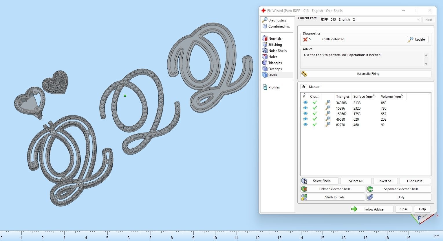 Custom Cursive Initial Q Letter Diamond Pendant A to Z Alphabet 3D print model_20