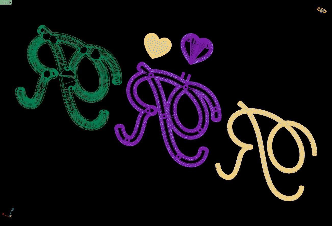 Custom Cursive Initial R Letter Diamond Pendant A to Z Alphabet 3D print model_17