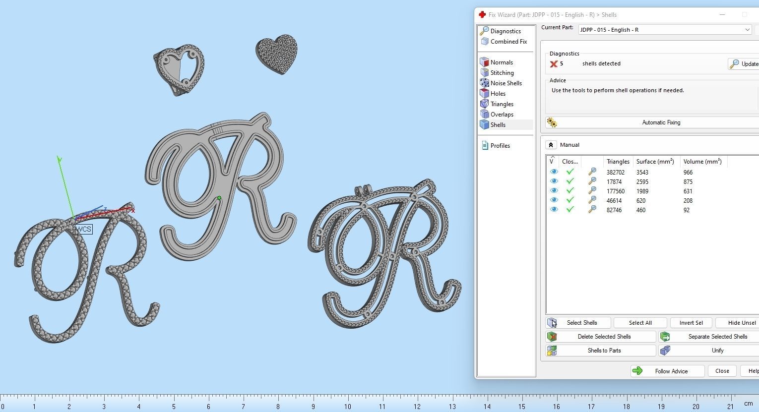 Custom Cursive Initial R Letter Diamond Pendant A to Z Alphabet 3D print model_18
