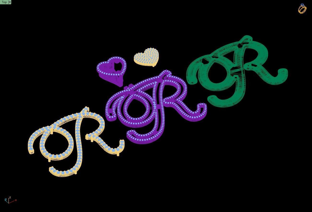 Custom Cursive Initial R Letter Diamond Pendant A to Z Alphabet 3D print model_16