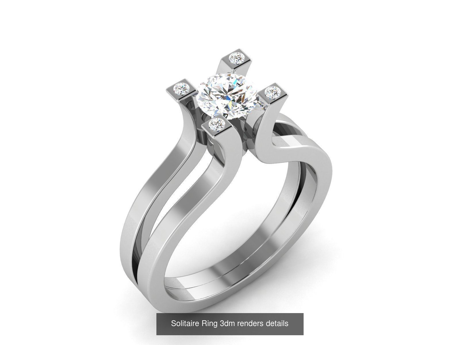 73 Solitaire Ring 3dm renders details  3D Model Collection_16
