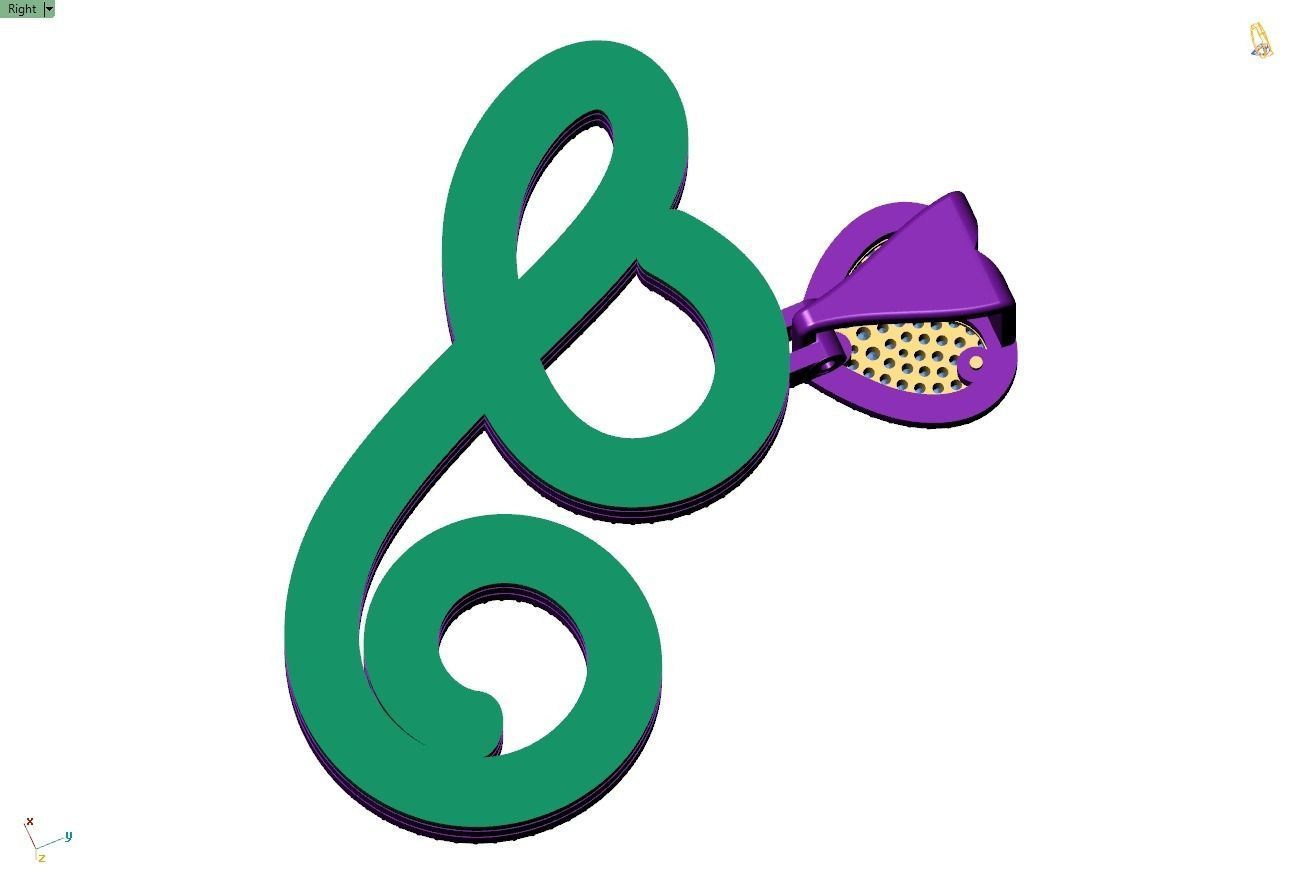 Custom Cursive Initial S Letter Diamond Pendant A to Z Alphabet 3D print model_9