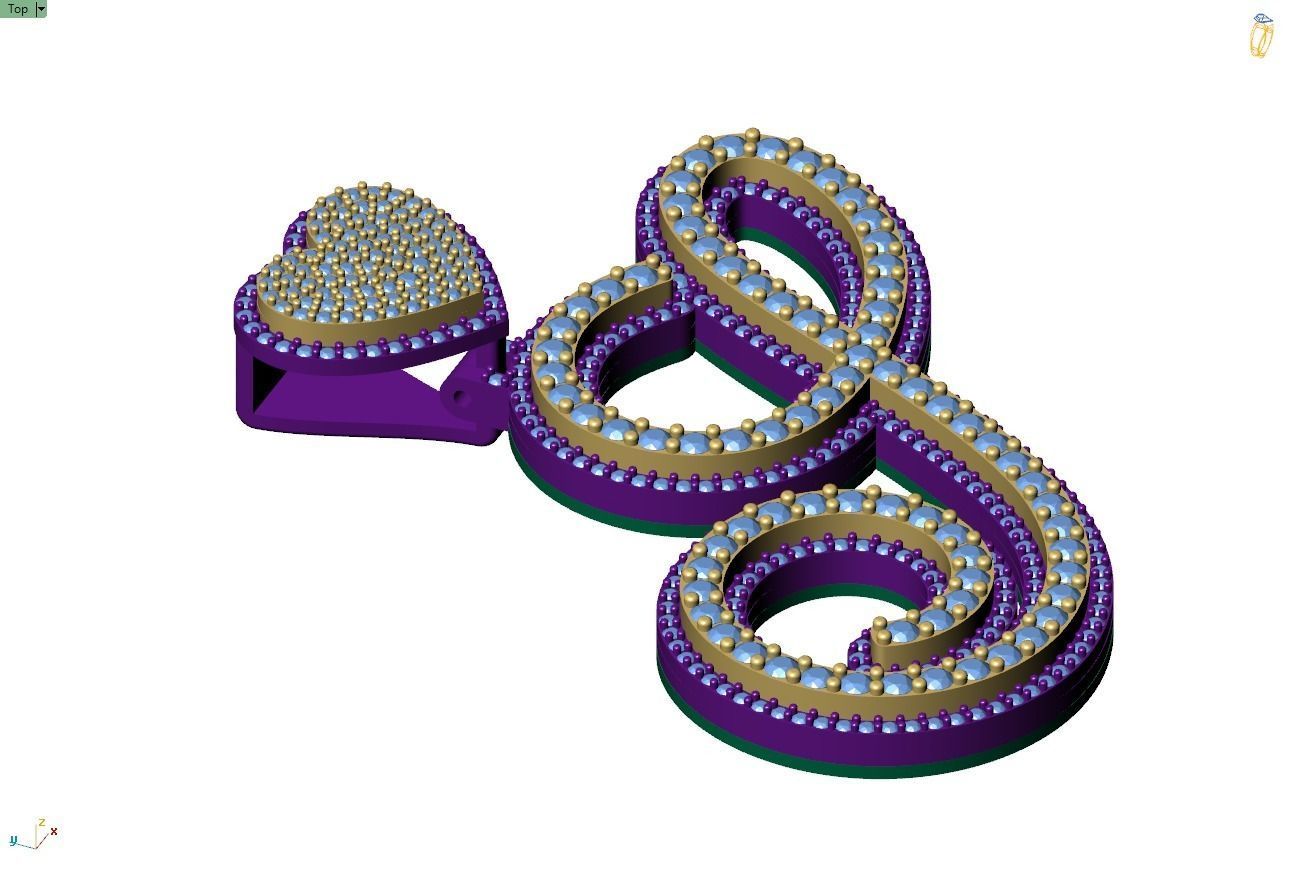 Custom Cursive Initial S Letter Diamond Pendant A to Z Alphabet 3D print model_10