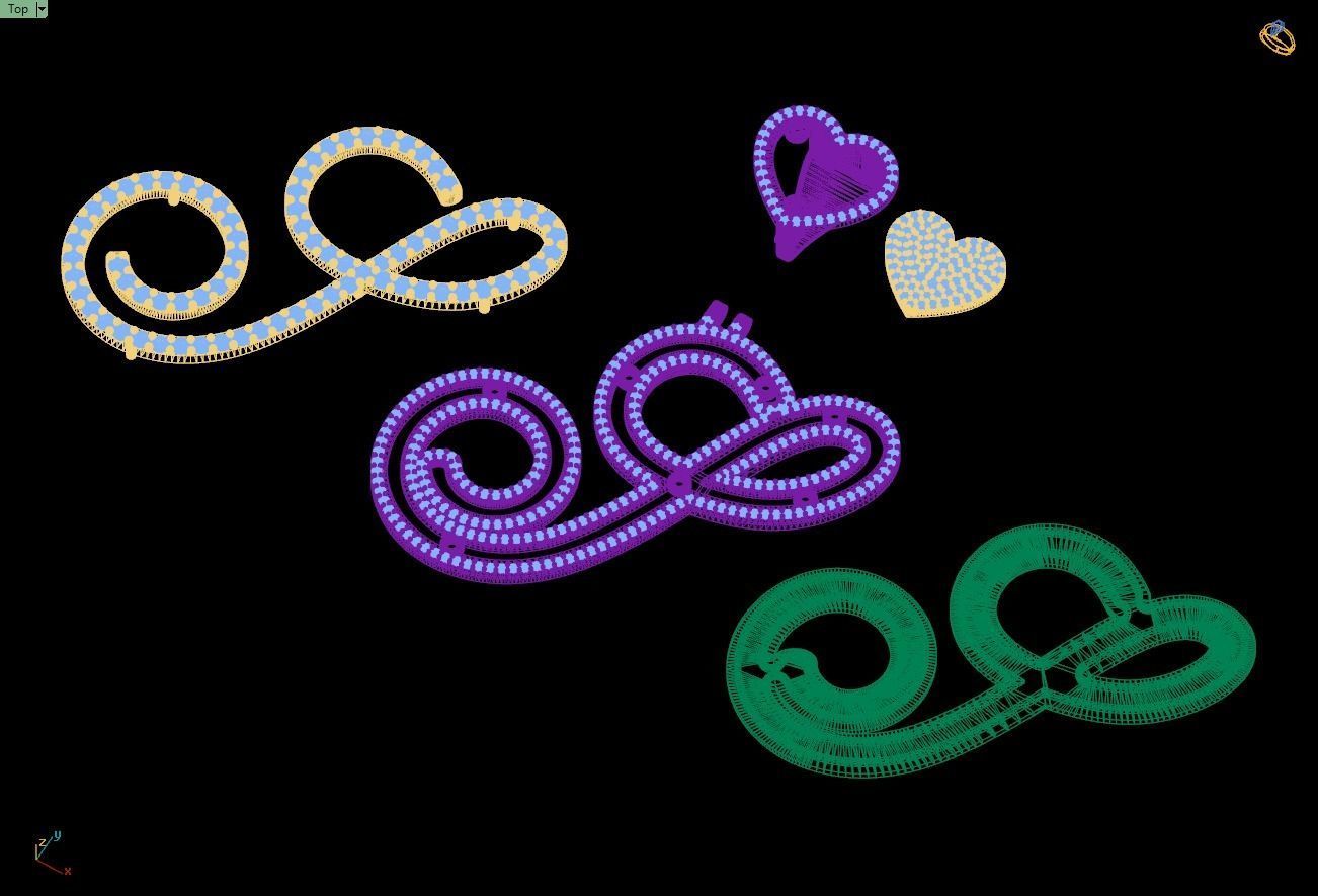 Custom Cursive Initial S Letter Diamond Pendant A to Z Alphabet 3D print model_16