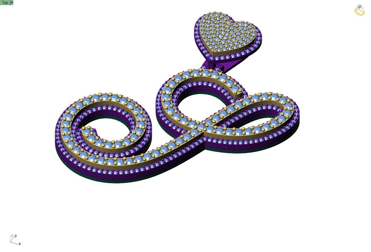 Custom Cursive Initial S Letter Diamond Pendant A to Z Alphabet 3D print model_8