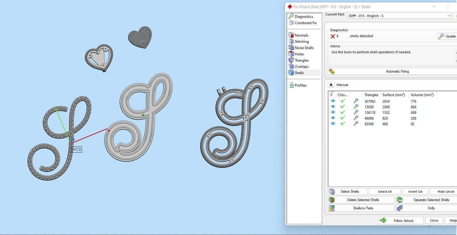 Custom Cursive Initial S Letter Diamond Pendant A to Z Alphabet 3D print model_19