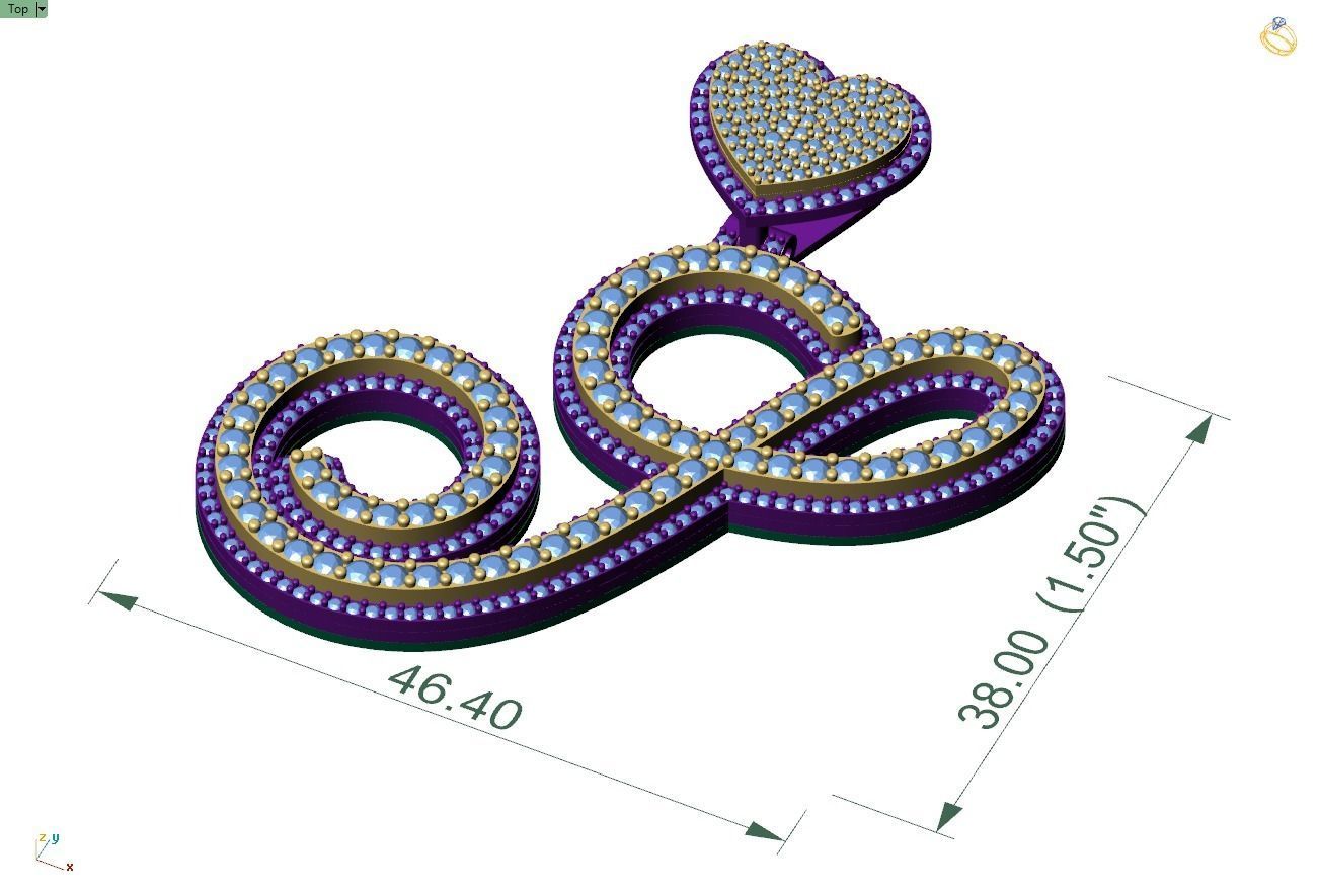 Custom Cursive Initial S Letter Diamond Pendant A to Z Alphabet 3D print model_4