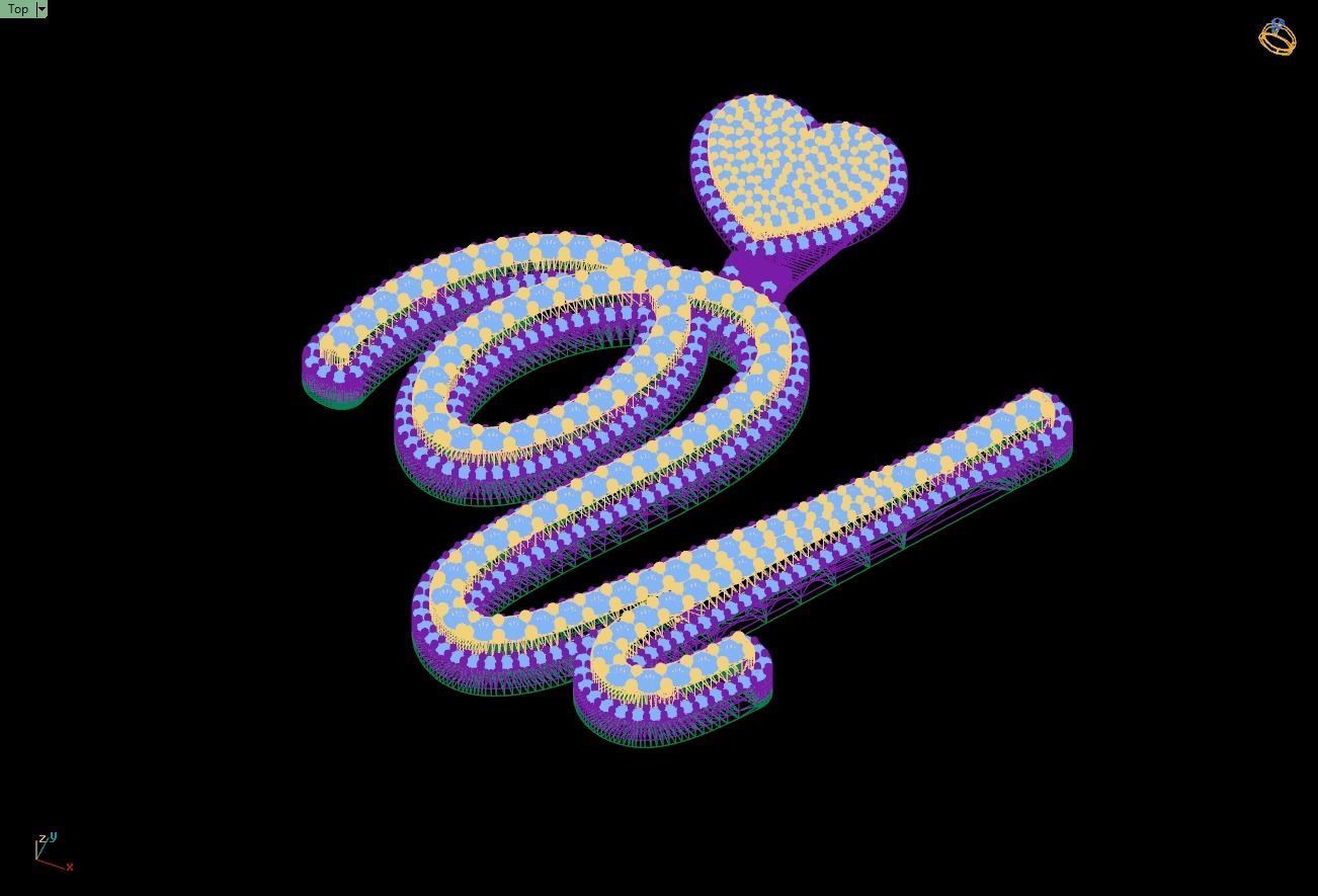 Custom Cursive Initial Q Letter Diamond Pendant A to Z Alphabet 3D print model_15