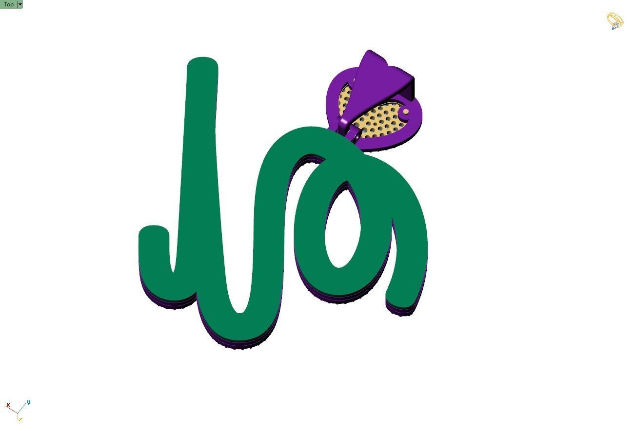 Custom Cursive Initial Q Letter Diamond Pendant A to Z Alphabet 3D print model_9