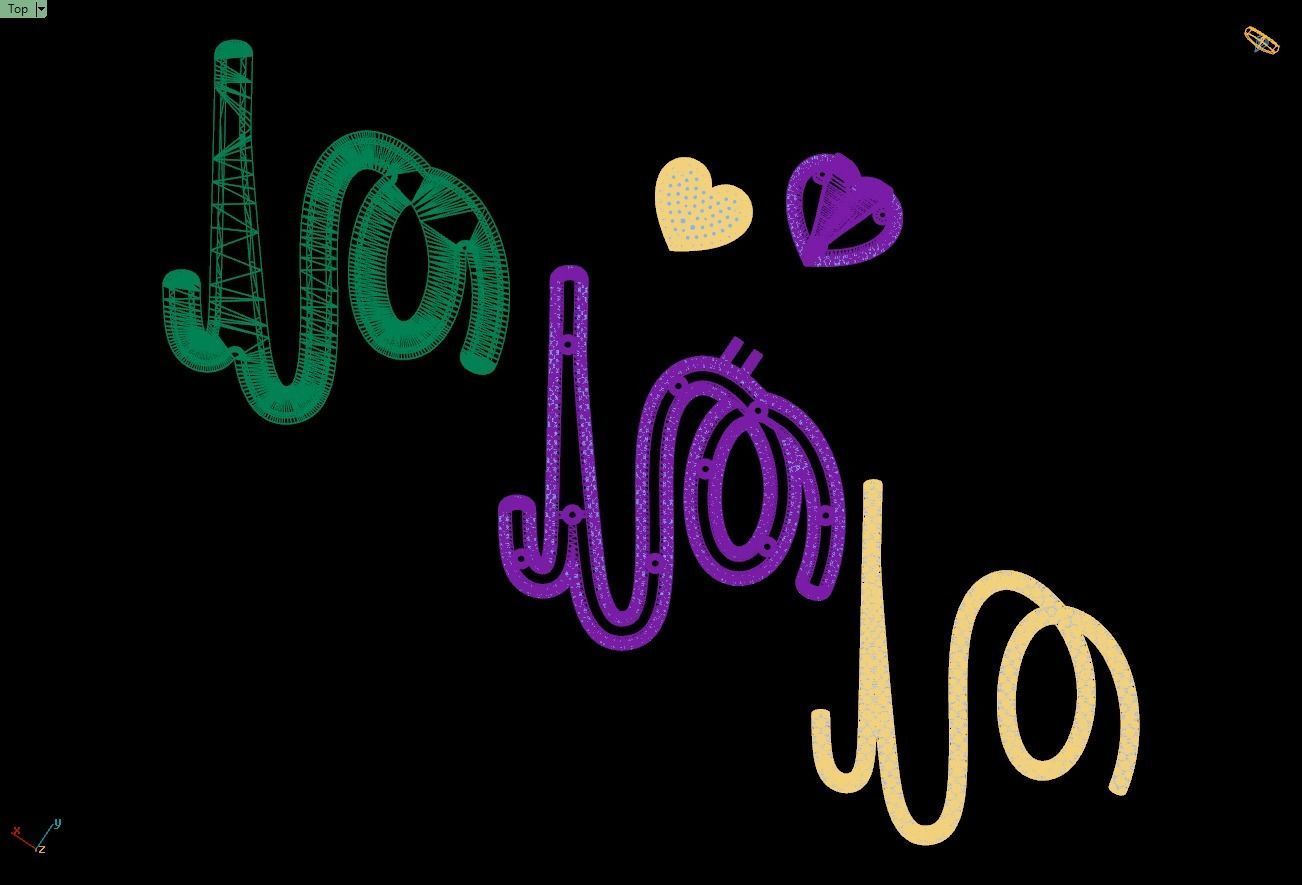 Custom Cursive Initial Q Letter Diamond Pendant A to Z Alphabet 3D print model_17