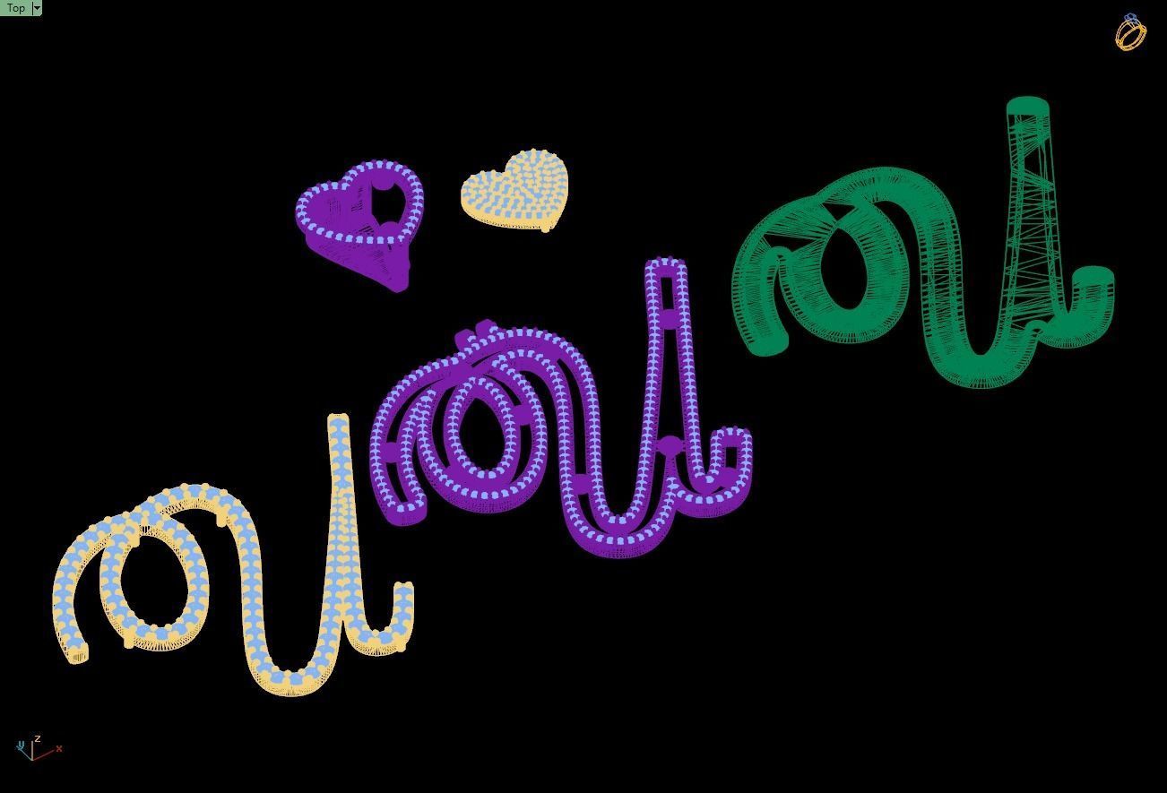 Custom Cursive Initial Q Letter Diamond Pendant A to Z Alphabet 3D print model_16