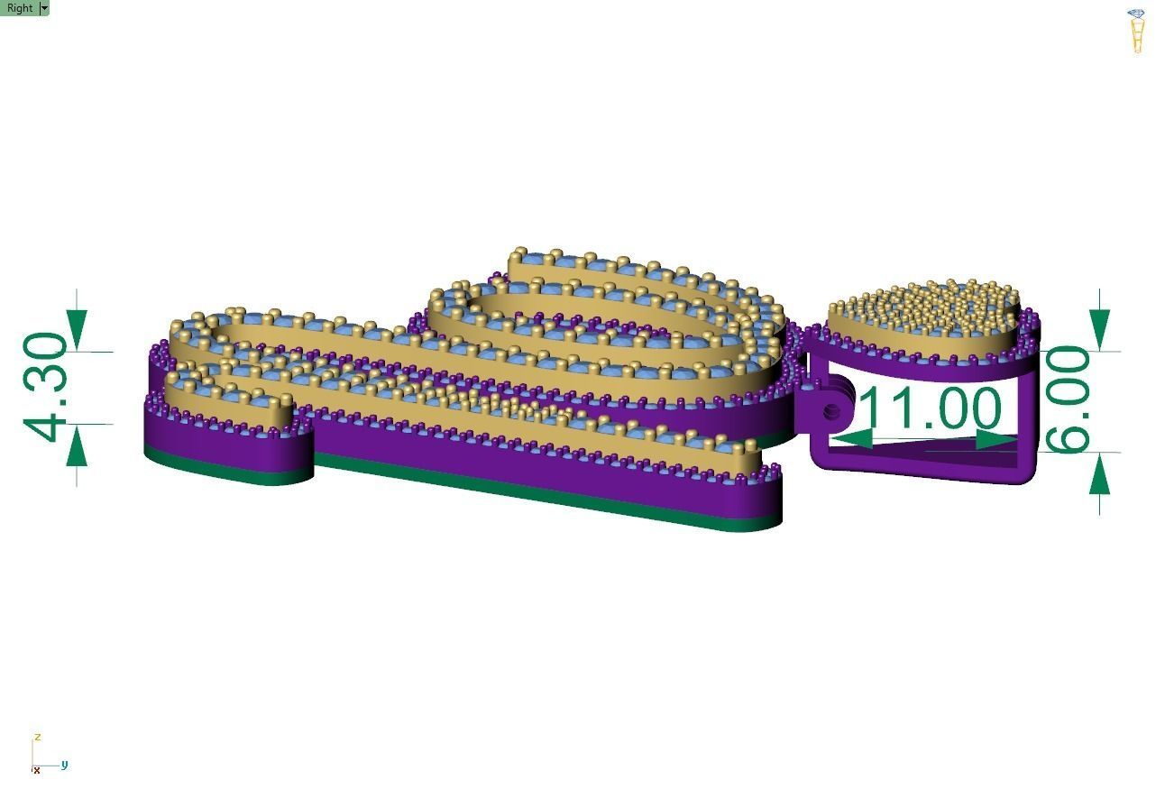 Custom Cursive Initial Q Letter Diamond Pendant A to Z Alphabet 3D print model_7