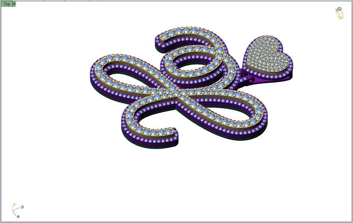 Custom Cursive Initial X Letter Diamond Pendant A to Z Alphabet 3D print model_9