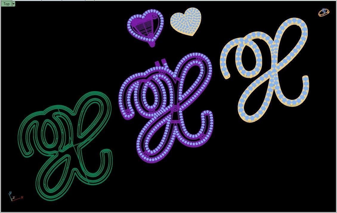 Custom Cursive Initial X Letter Diamond Pendant A to Z Alphabet 3D print model_18