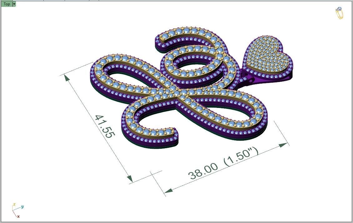 Custom Cursive Initial X Letter Diamond Pendant A to Z Alphabet 3D print model_7