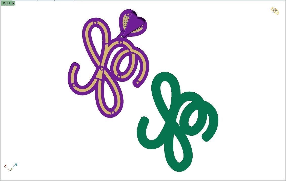 Custom Cursive Initial X Letter Diamond Pendant A to Z Alphabet 3D print model_12