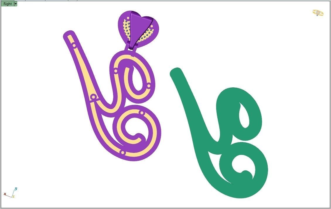 Custom Cursive Initial Y Letter Diamond Pendant A to Z Alphabet 3D print model_11