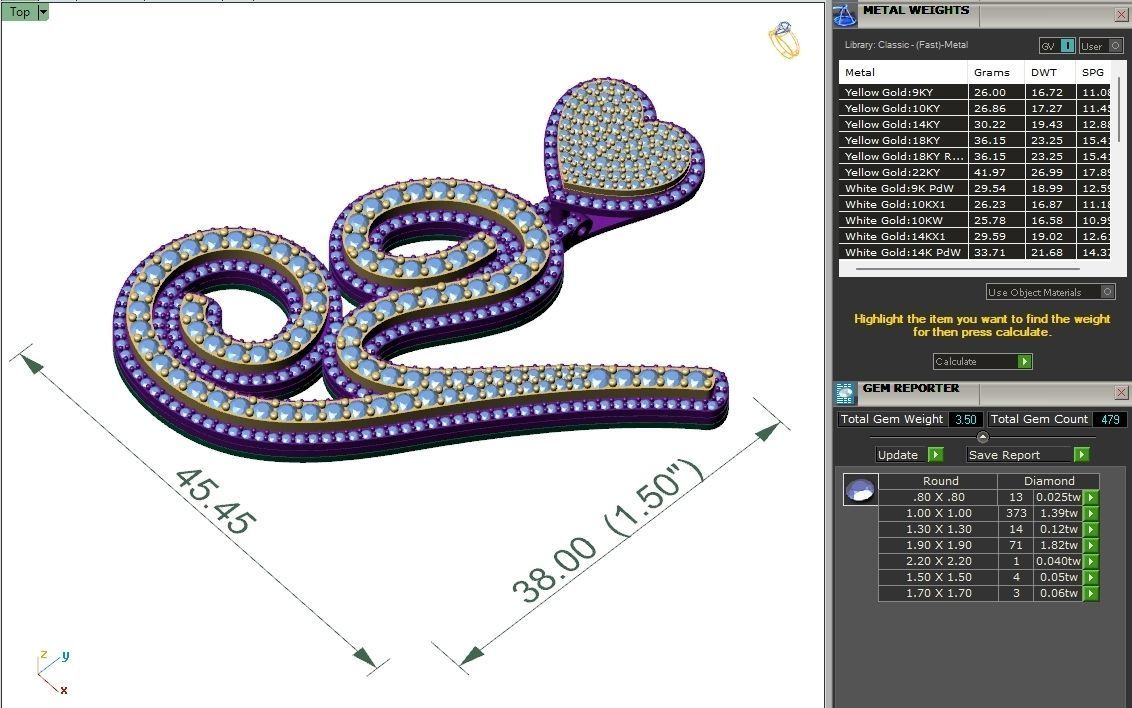 Custom Cursive Initial Y Letter Diamond Pendant A to Z Alphabet 3D print model_6