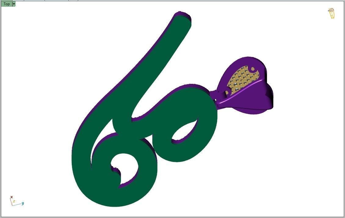 Custom Cursive Initial Y Letter Diamond Pendant A to Z Alphabet 3D print model_10