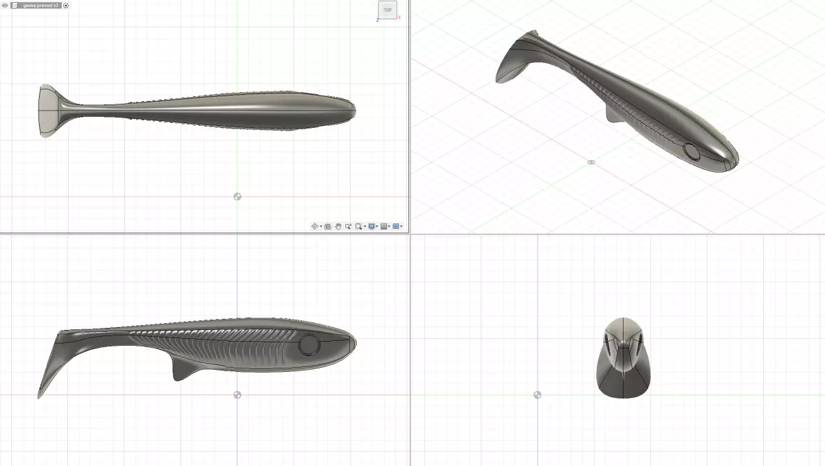 Rubber lure for fishing 3D print model_0