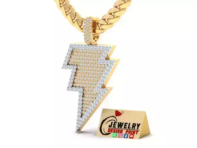 Custom Lightning Bolt Pendant - thunder Logo - Flash Necklace  3D print model