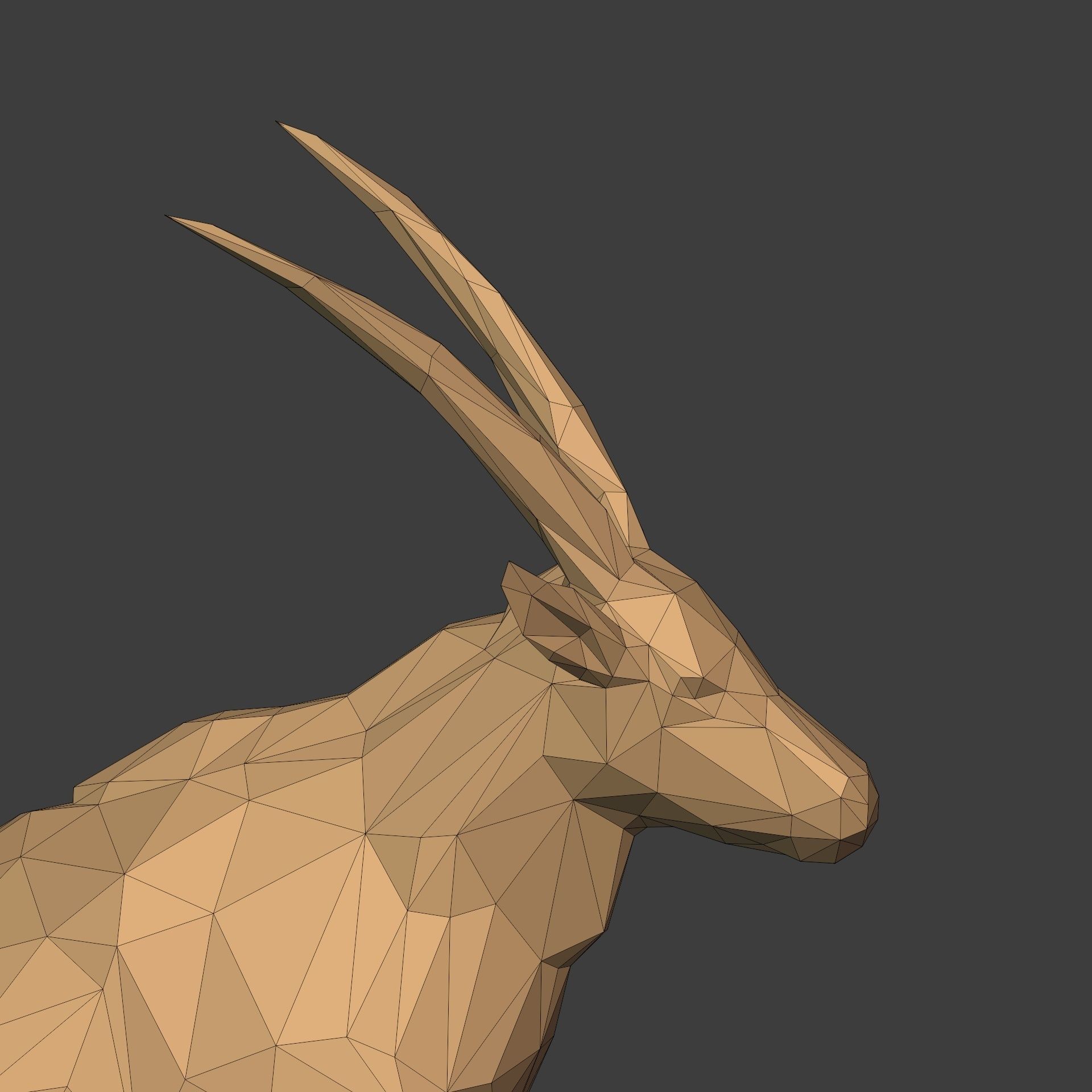 LowPoly - Polygonal Antelope  - Deer Statue - Figurine 3D print model_10