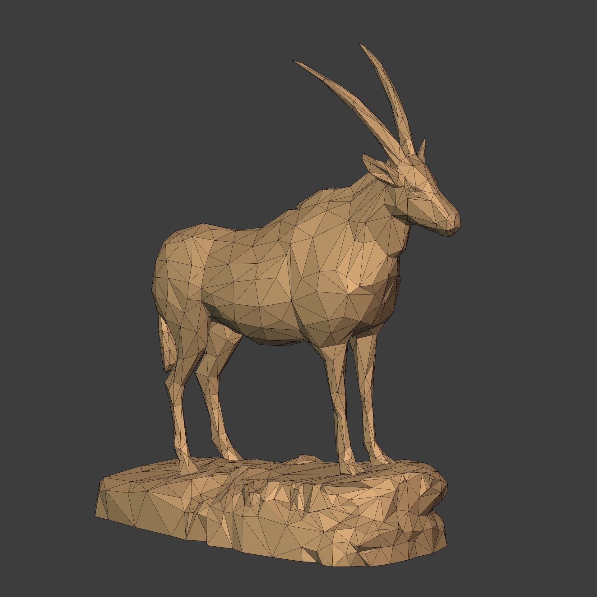 LowPoly - Polygonal Antelope  - Deer Statue - Figurine 3D print model_8