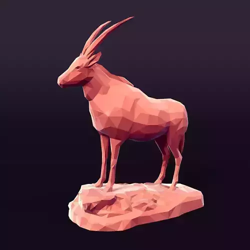 LowPoly - Polygonal Antelope  - Deer Statue - Figurine