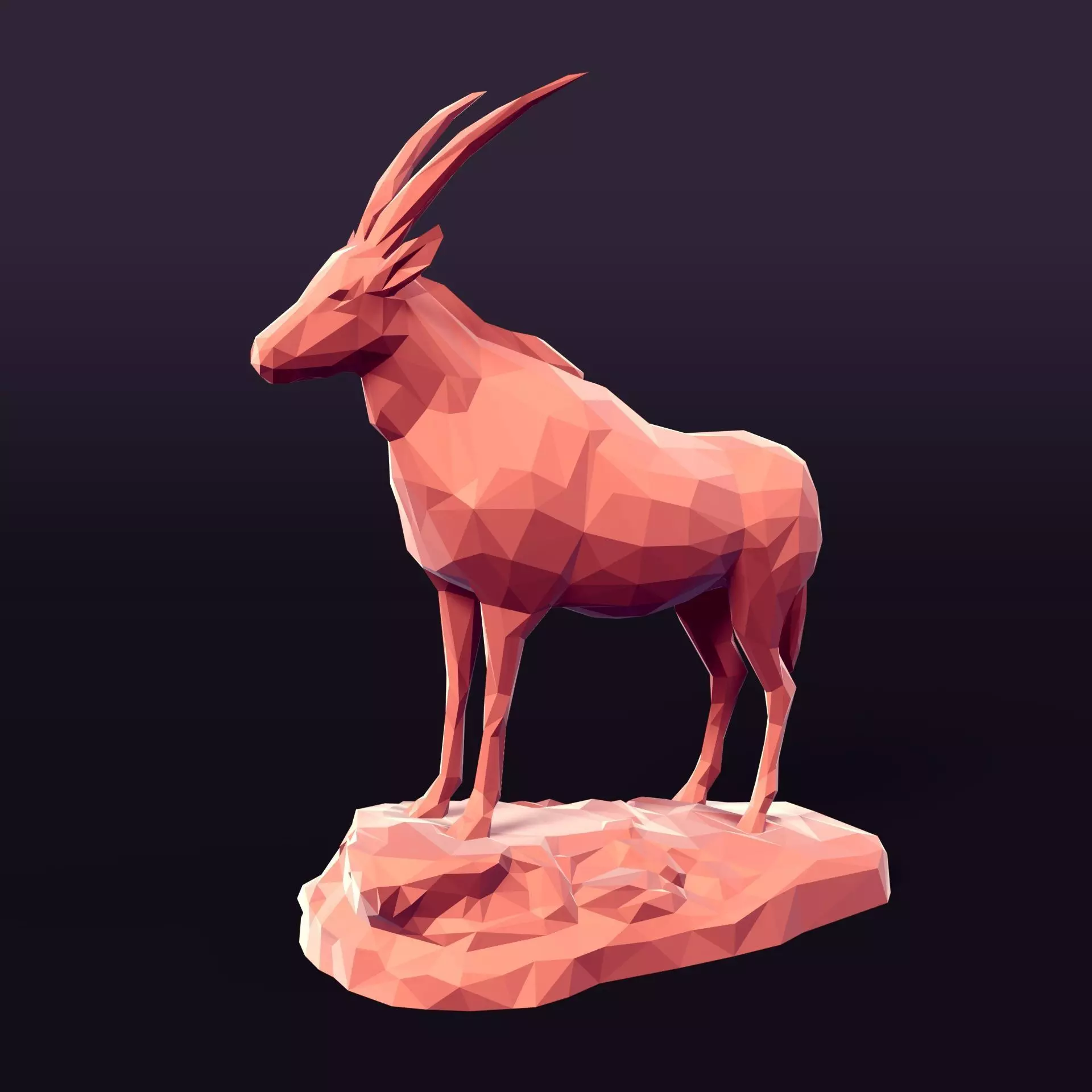 LowPoly - Polygonal Antelope  - Deer Statue - Figurine 3D print model_0