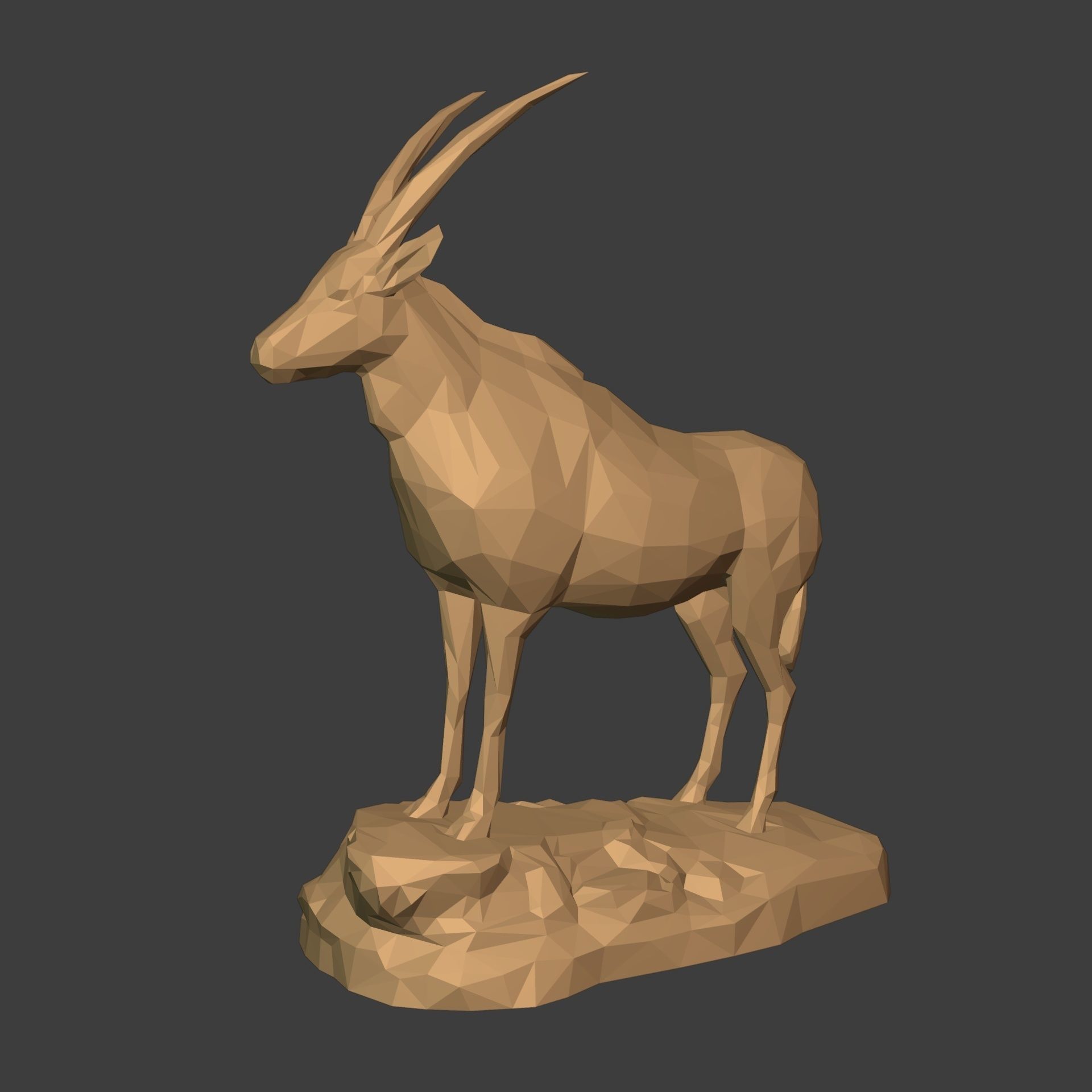LowPoly - Polygonal Antelope  - Deer Statue - Figurine 3D print model_1