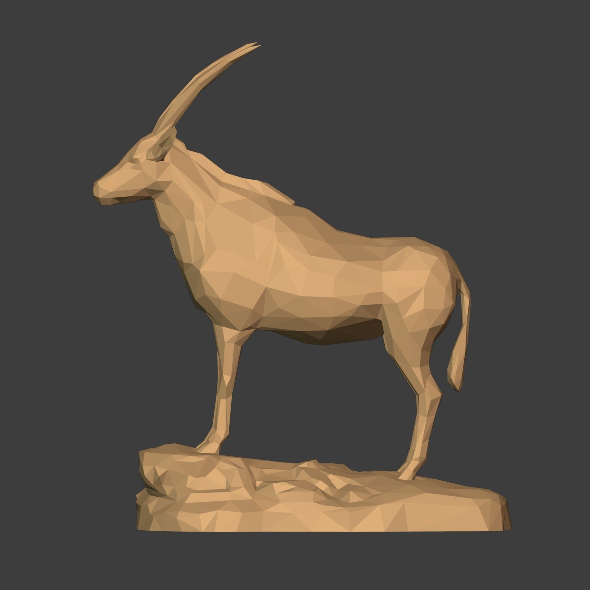 LowPoly - Polygonal Antelope  - Deer Statue - Figurine 3D print model_3