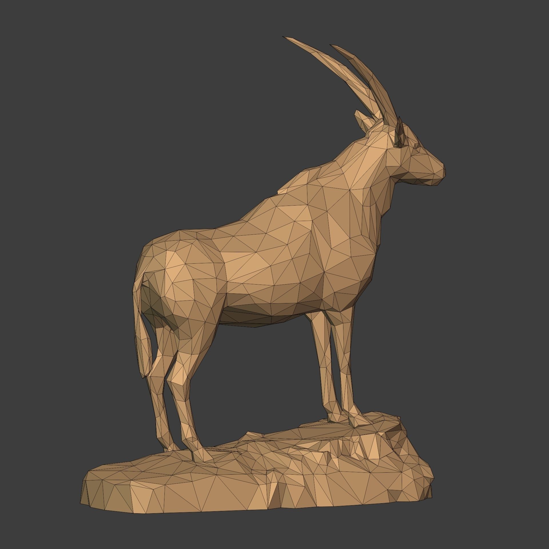 LowPoly - Polygonal Antelope  - Deer Statue - Figurine 3D print model_12