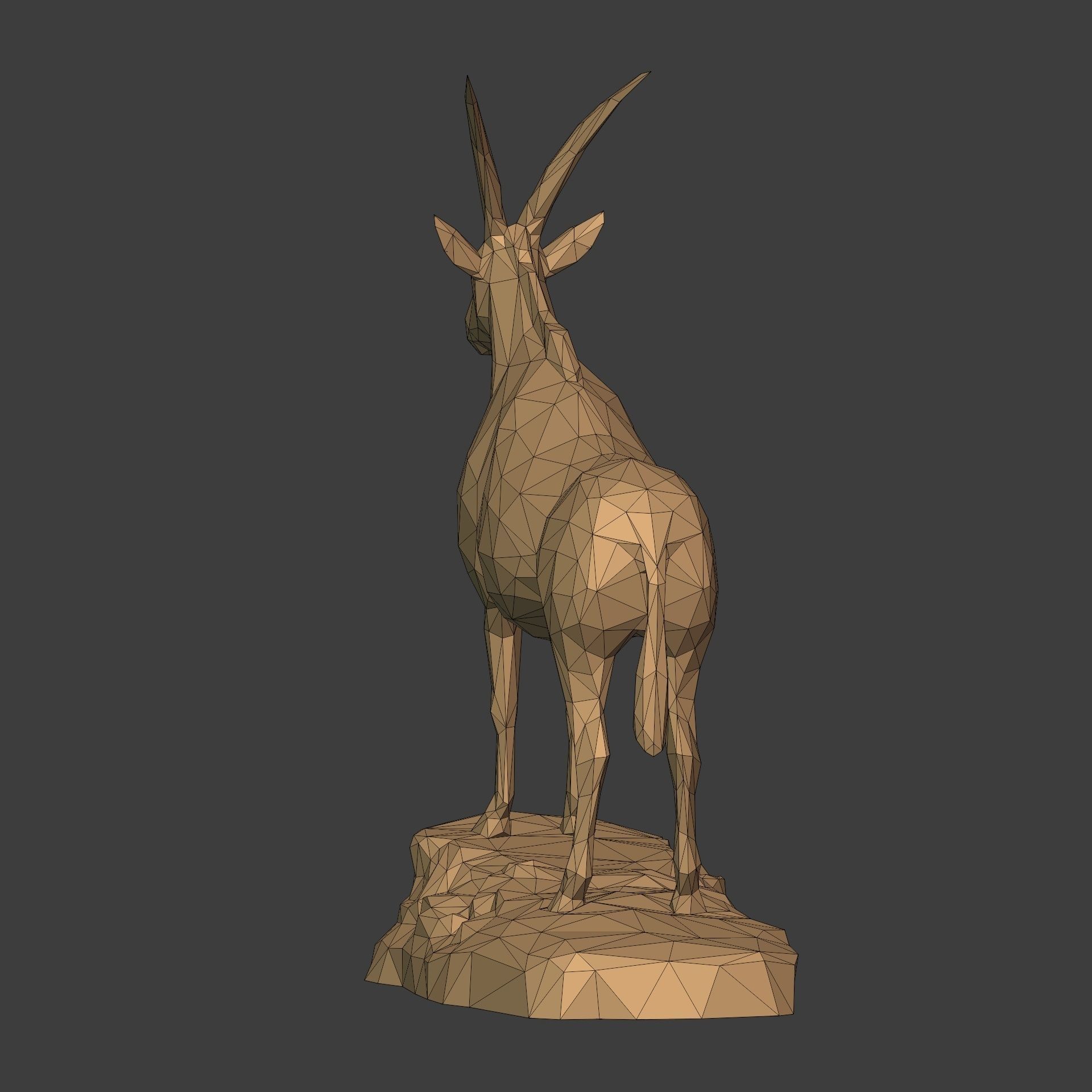 LowPoly - Polygonal Antelope  - Deer Statue - Figurine 3D print model_14