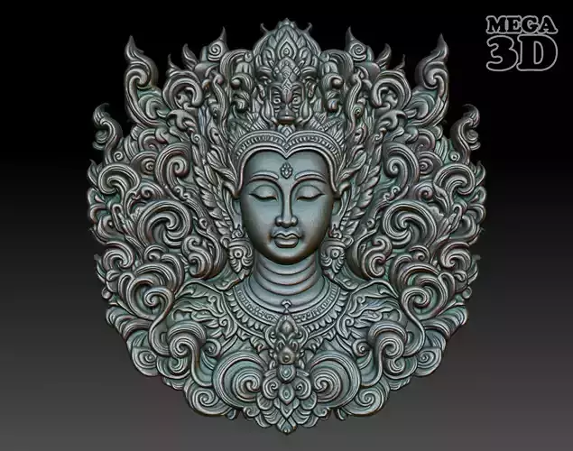 Khmer Goddess basrelief 09 240727 3D print model