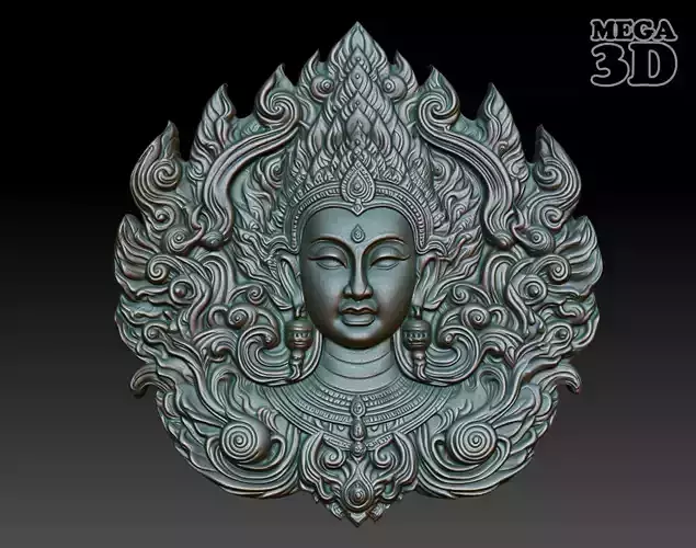 Khmer Goddess basrelief 07 240727 3D print model