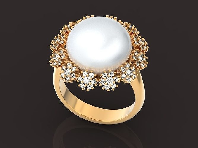 pearl ring with flowers 1289 3D print model