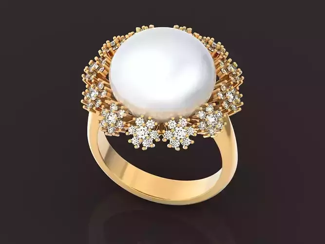 pearl ring with flowers 1289 3D print model