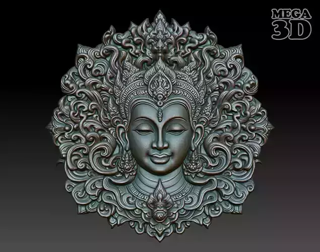 Khmer Goddess basrelief 06 240727 3D print model