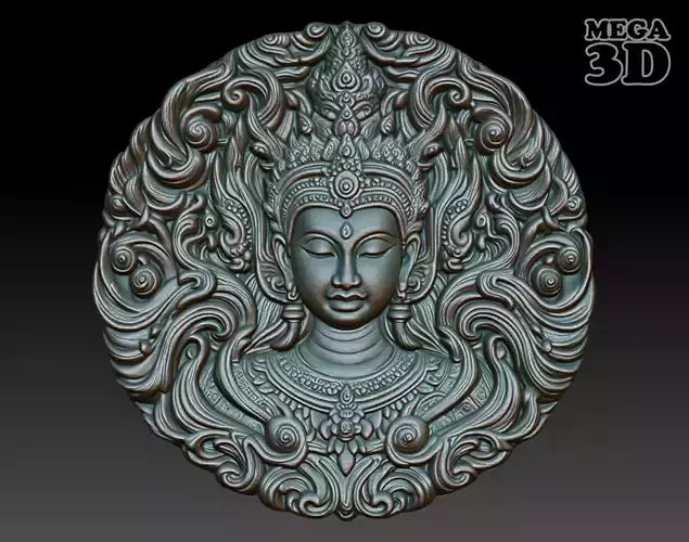 Khmer Goddess basrelief 03 240727 3D print model