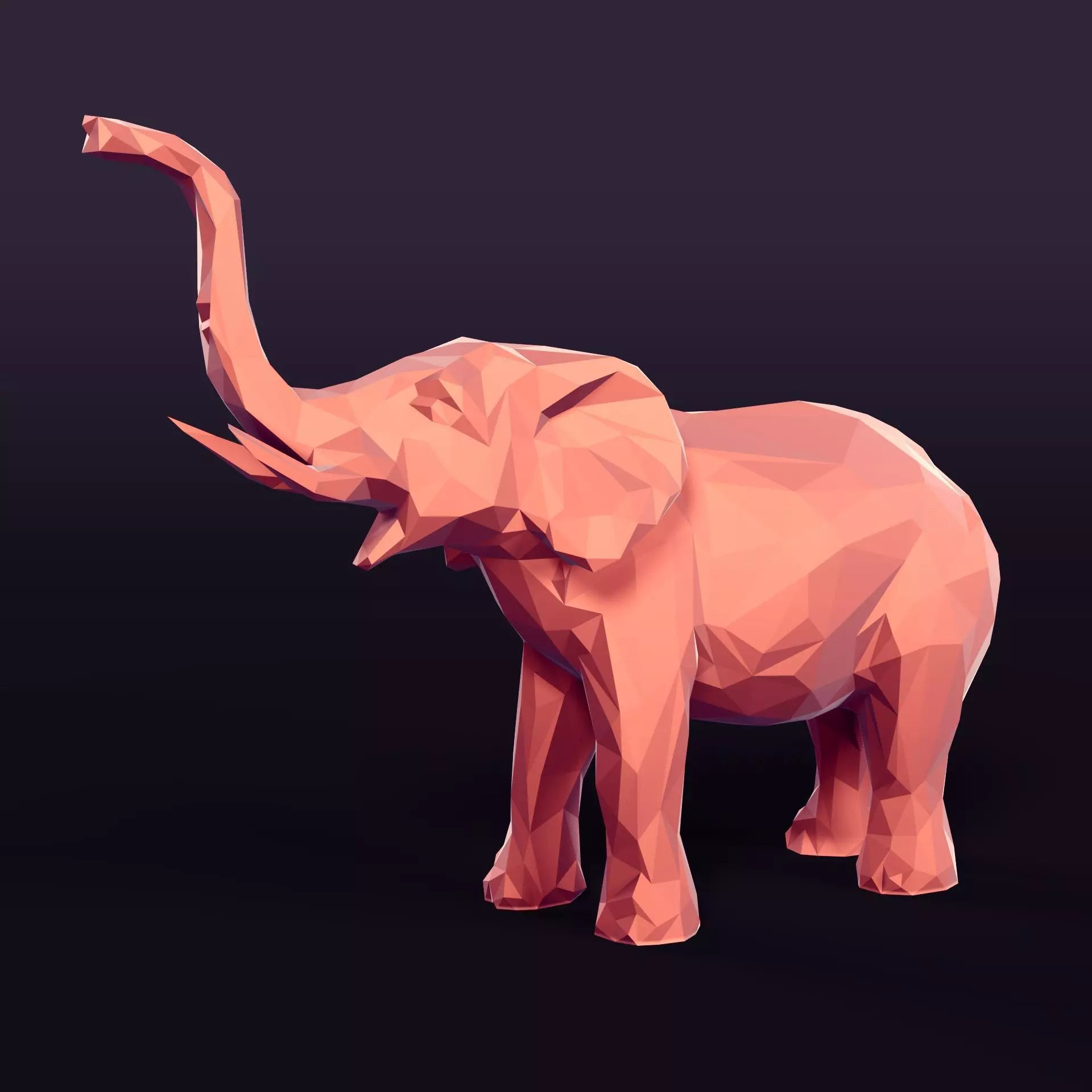 LowPoly Polygonal Elephant Statue Figurine 3D print model