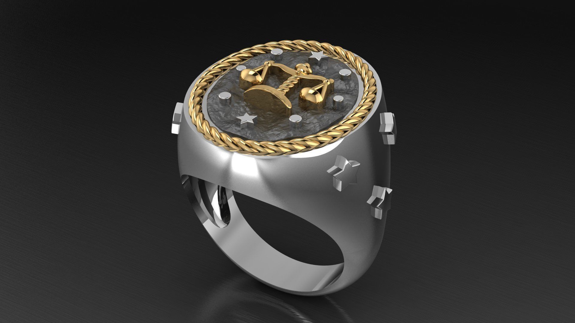 Zodiac Ring Libra 3D print model_1